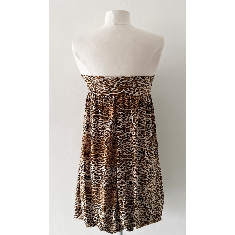 Vintage Y2K 2010s Wet Seal Leopard Cheetah Print Bubble Hem Mini Dress Medium - Picture 3 of 4